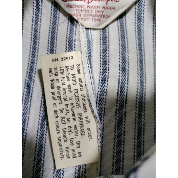 Vintage 70's Gertrude Davenport Striped Half Sleeve Buttoned Sleep Shirt Blue M - Picture 3 of 8
